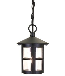 Black and Clear Glass Traditional Hanging Lantern