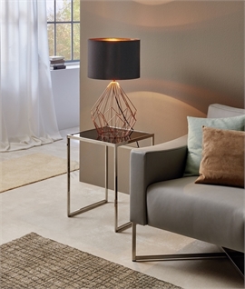 Geometric Wire-Frame Sofa Table Lamp - Fabric Shade