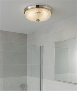Prismatic Glass Flush Bathroom Ceiling Light - IP44 Rated
