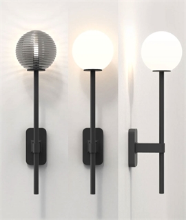 Tall Slim Wall Light with Globe Shade - IP44 Rated