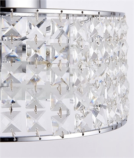 Crystal Drum Pendant for Bathrooms - 3 Mains Dimmable Lamps