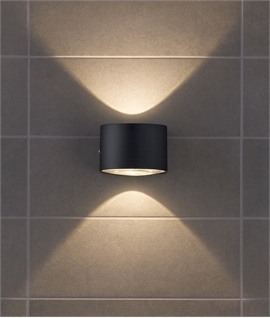 LED Up & Down Black Wall Light - IP65 Rated