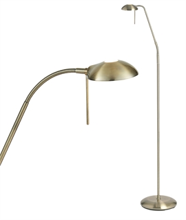 Flexible Adjustable Floor Standing Reading Light in Antique Brass