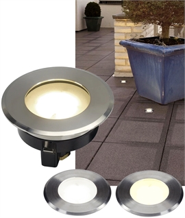 Straight to Mains 9cm Compact Stainless Steel LED Ground Light IP67