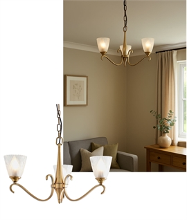 Elegant Art Deco Timeless Design Chandeliers - 3 Light in Antique Brass