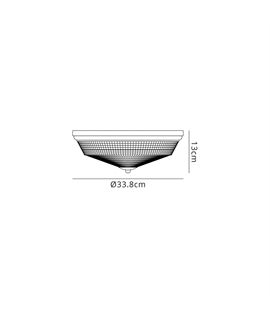 Ceiling Light with Prismatic Glass and Satin Nickel Trim, 34?cm