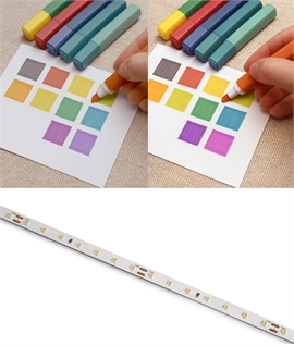 14.4W per Metre Full Spectrum White LED Tape Light, 70 LEDs per Metre, CRI97, 10mm Wide, 5m Reel
