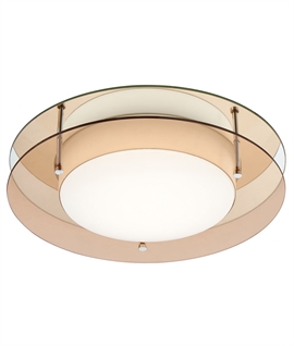Flush Round Opal & Coloured Glass LED Ceiling Light - IP44 Rated