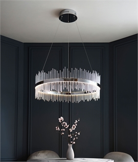 Round LED Suspended Pendant with Twisted Crystal Rods