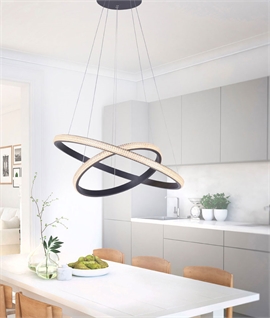 Crystal Double-Ring LED Pendant - Dimmable