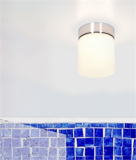 Compact LED Cylinder Bathroom Light - Chrome & Opal Glass
