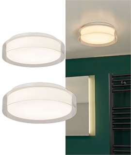 Soft Diffused Bathroom Ceiling Light - Double Glass Opaline and Clear