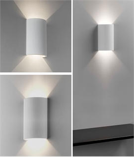 Plaster Cylinder Up and Down Illuminated Wall Light - 2 Sizes