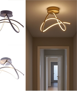 Modern Semi-Flush LED Swirl Ceiling Light Height 28cm