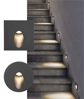 Black Recessed Wall LED Step Light - Round and Square Design
