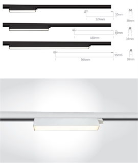 Linear LED Track Light Fixture for 3 Circuit Track - Opal Diffuser