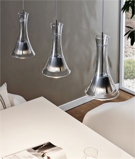 LED Pendant with Trumpeted Glass & Aluminium Detail