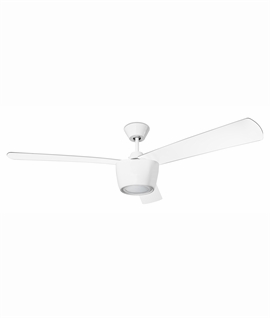 Ceiling Fan - Three Blade Clear Blades On A White Body With Integrated LED Lamp