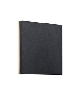 Black Outdoor Backlit Square LED Wall Light - IP44 Size 150mm 