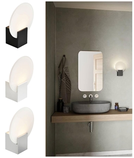 Deco Style Back-Lit Glass Disc Wall Light - Safe for Bathrooms. White, Black or Chrome