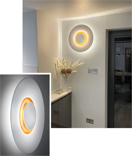 Large Wall Light - Backlit With LEDs in White with Gold Detail