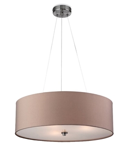 Diffused Fabric Pendants - Drum Shade On Wire Suspension