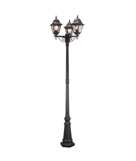 Leaded Glass Lamp Post with 3 Lanterns