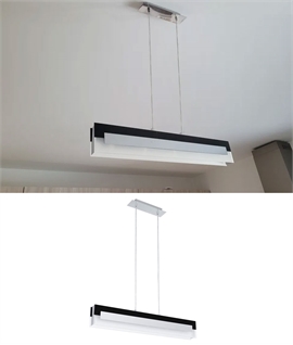 Black and Frosted Glass Linear Suspended Pendant - 75cm Wide
