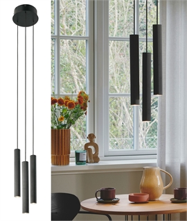 Triple Black Cylinder Hanging Pendant 