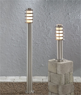 Stainless Steel Garden Bollard Lights with Louvres - Two Sizes
