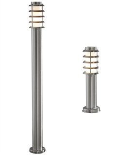 Stainless Steel Garden Bollard Lights with Louvres - Two Sizes
