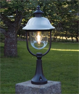 Modern Matt Black Outdoor Post Light - Clear Glass