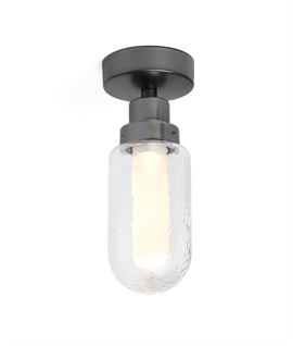 Metallic Grey & Glass LED Flush Mounted Light - IP44