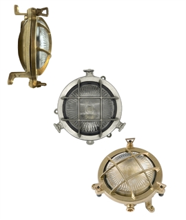 Miniature Solid Brass Marine Bulkhead Light - Porthole Style