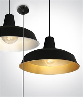40cm White or Black Aluminum Pendant Light Fixture with Reflective Interior