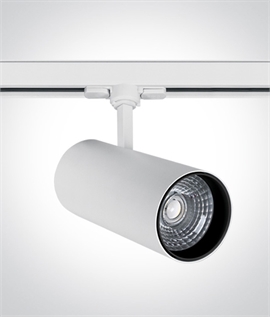 Modern White COB LED Cylinder Track Spotlight - 30W Warm White, 38° Beam Angle