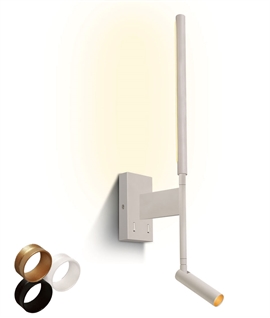 Dual LED Wall Light with Reading Spotlight and Wall Wash - Black or White