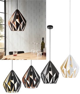 Geometric Metal Light Pendants - Hand-Finished Interior