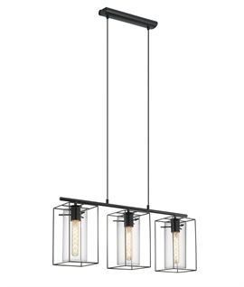 Modern 3-Light Linear Lantern with Glass Shades