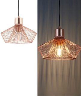 Modern Wire Caged Pendant - Copper Finish