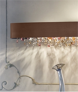 Elegant Extra Wide Wall Light - Bronze with Multi Coloured Crystal Glass by Maserio