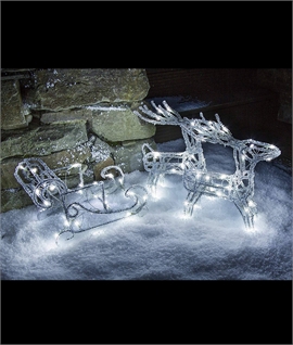 Outdoor LED Reindeers with Sleigh