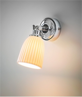 Small Bracket Wall Light with a Fluted Porcelain Shade