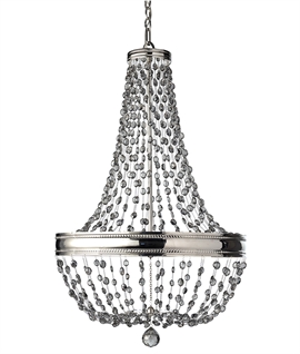 Polished Nickel Sweeping Chandelier with Smoked Crystal 