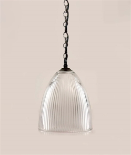 Clear Prismatic Glass Pendant Light 20cm - Flex Suspension 1.5m