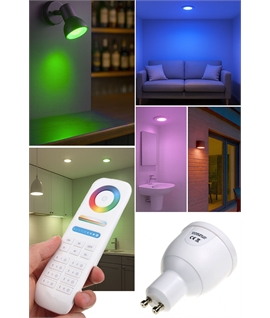 GU10 RGB-W Colour Changing LED Lamp - Retrofitable colour & CCT for Mains Downlights and Fixtures