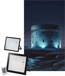 RGB LED Floodlight with Infrared Remote - IP65 Rated