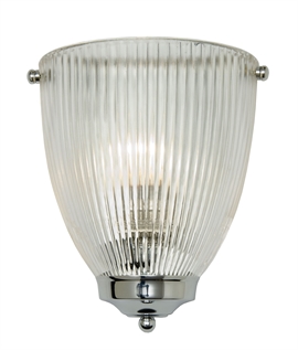 Reeded Glass and Chrome Wall Sconce