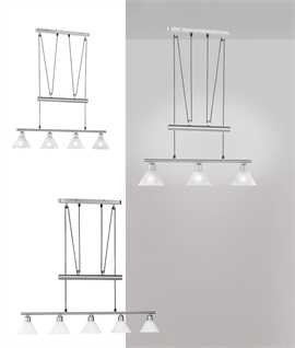 Rise and Fall Trapeze Light Pendant - 3, 4 or 5 Glass Shades
