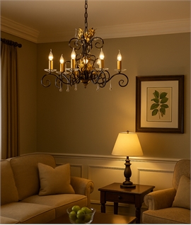 5 Light Elegant Rococo Style Chandeliers - Crystal Adorned